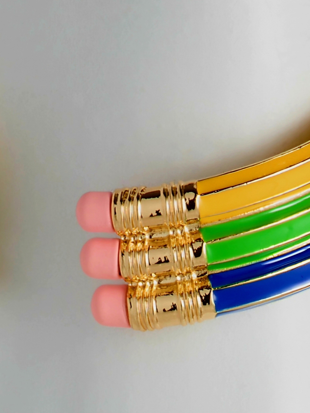 NEW Betsey Johnson Triple Pencil Hinge Bangle Bracelet Gold Tone Length 6.5" NWT - Picture 5 of 7